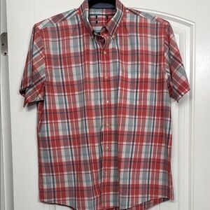 Red / Orange and White Casual Plaid Button Down Shirt